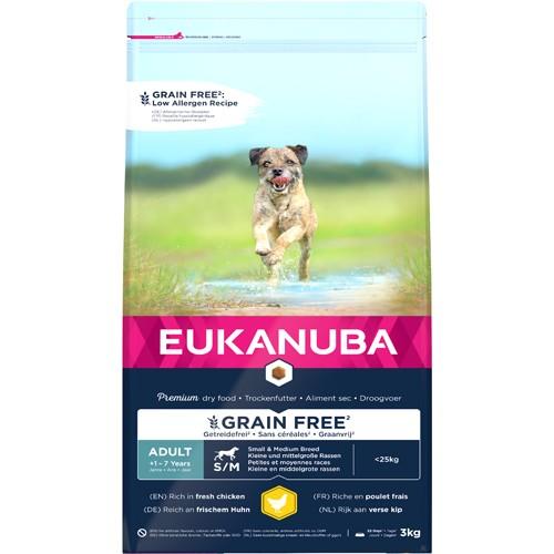 2051 64262 - Eukanuba adult s/m breed, grainfree, chicken, 3 kg