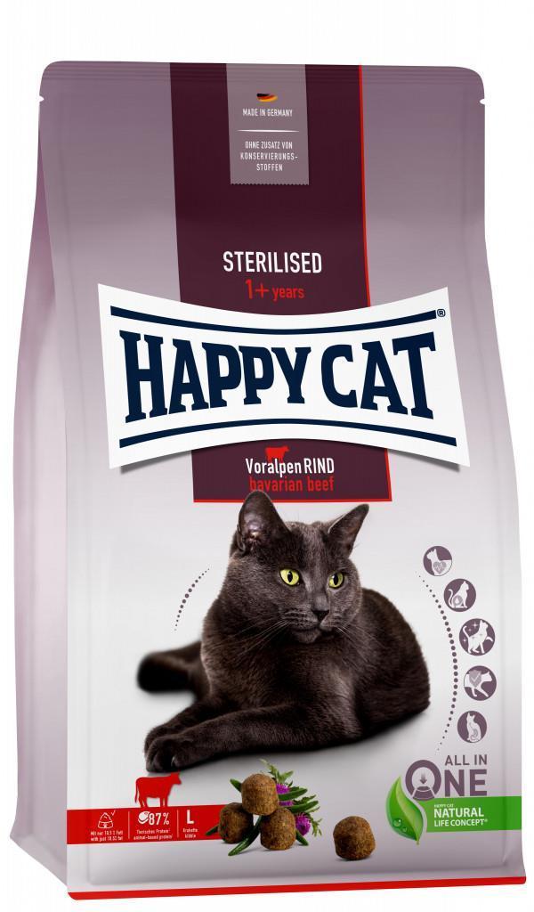 2051 64855 - Happy Cat Sterilised Adult, Okse 1,3Kg
